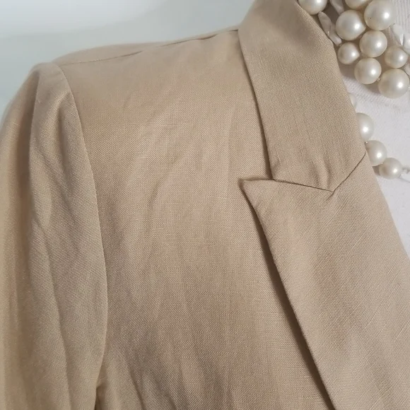 LINEN Blend ASTR Verona Blazer Dress Style # ADR95272 tan double breasted Sz: M - Picture 5 of 15